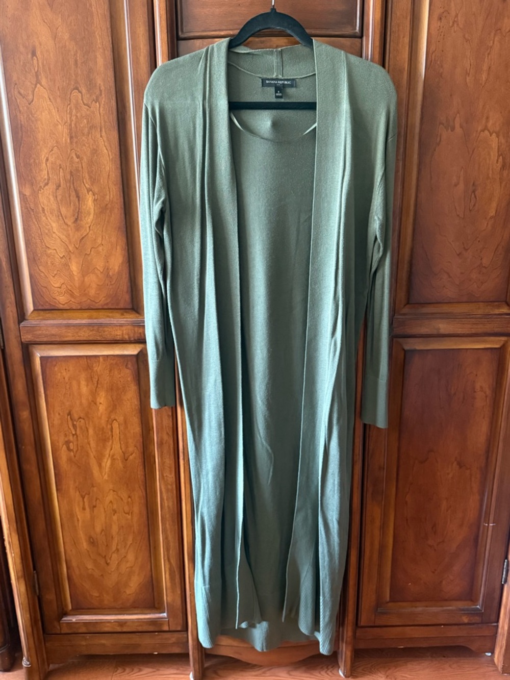 Banana Republic Olive Green Long Open-Front Cardigan